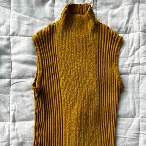 Mustard Ribbed Turtleneck Sweater Vest | Sleeveless Knit | Cozy Fall Layer